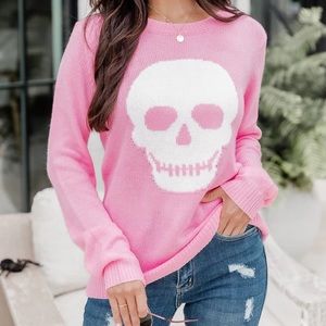 Pink Lily Skull Sweater
